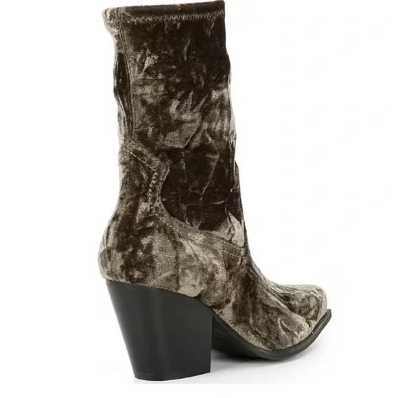 NWOT Gianni Bini Star-Crossed 3 Green Velvet Western Booties Women’s Size 7.5M - Picture 7 of 8